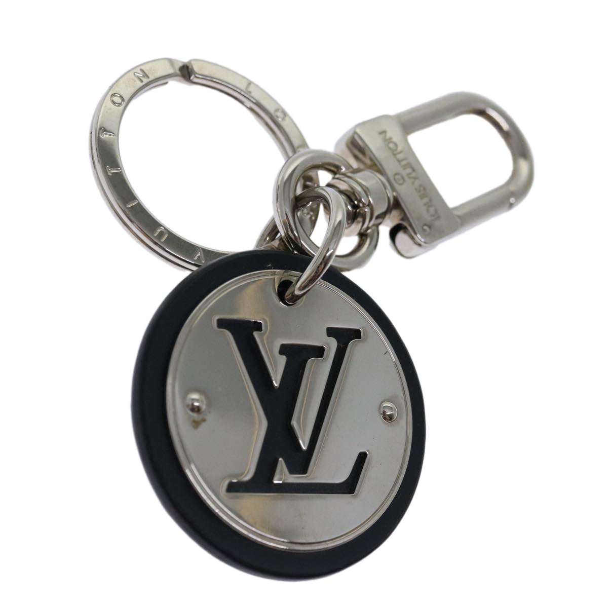 LOUIS VUITTON LV Circle Key Holder Metal Silver M67362 LV Auth ac2789