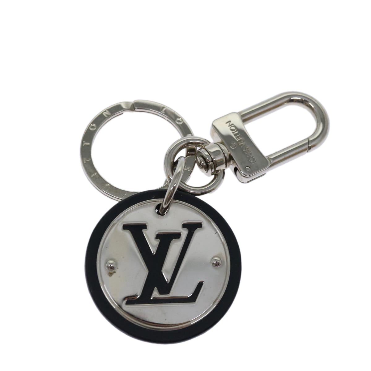 LOUIS VUITTON LV Circle Key Holder Metal Silver M67362 LV Auth ac2789