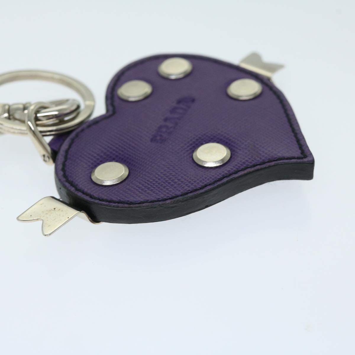 PRADA Charm Safiano leather Purple Auth ac2801