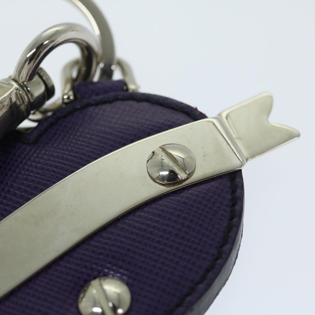 PRADA Charm Safiano leather Purple Auth ac2801