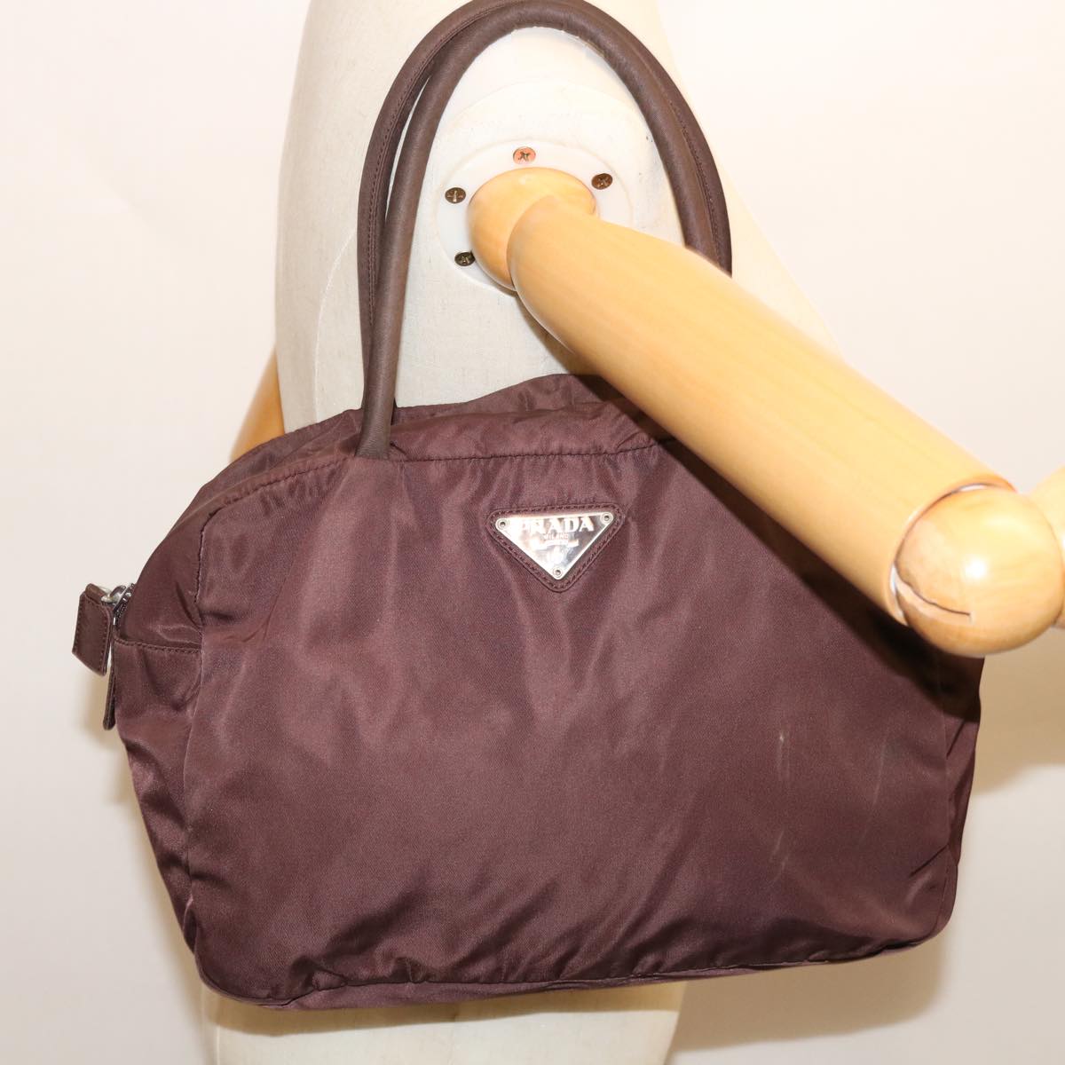 PRADA Hand Bag Nylon Brown Auth ac2805