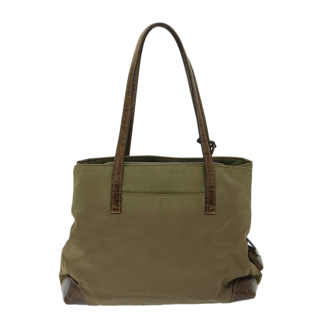 PRADA Hand Bag Nylon Khaki Auth ac2811 - 0