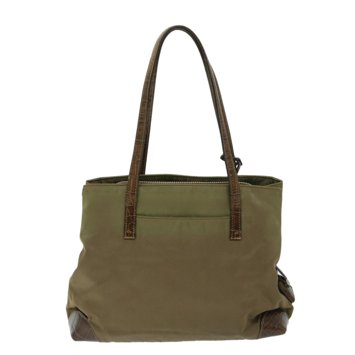 PRADA Hand Bag Nylon Khaki Auth ac2811