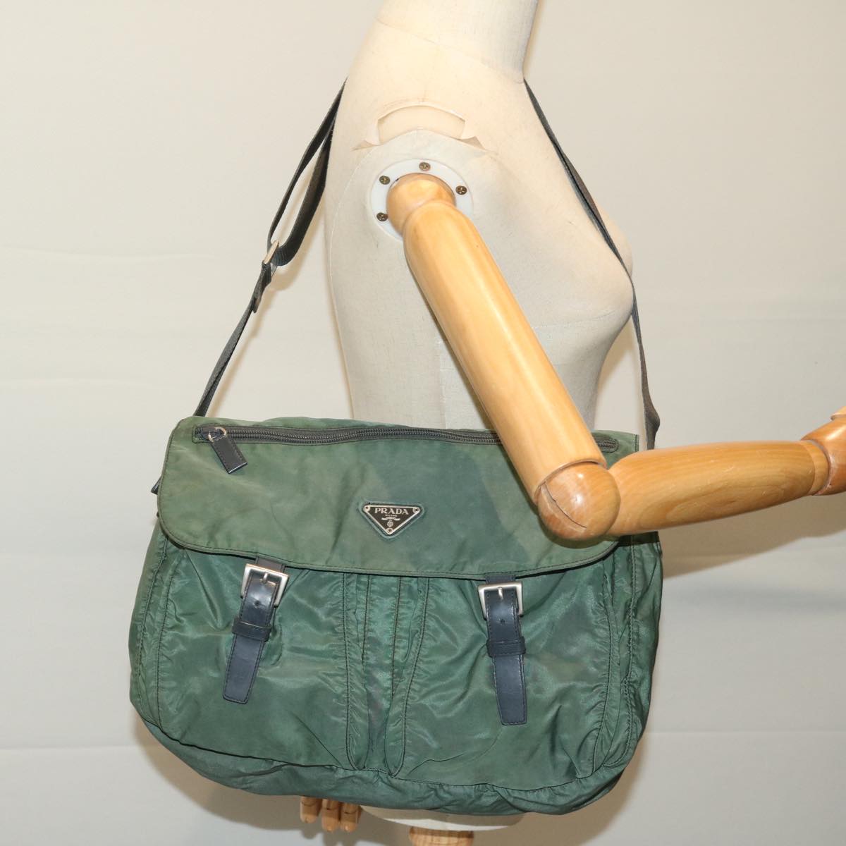 PRADA Shoulder Bag Nylon Green Auth ac2813