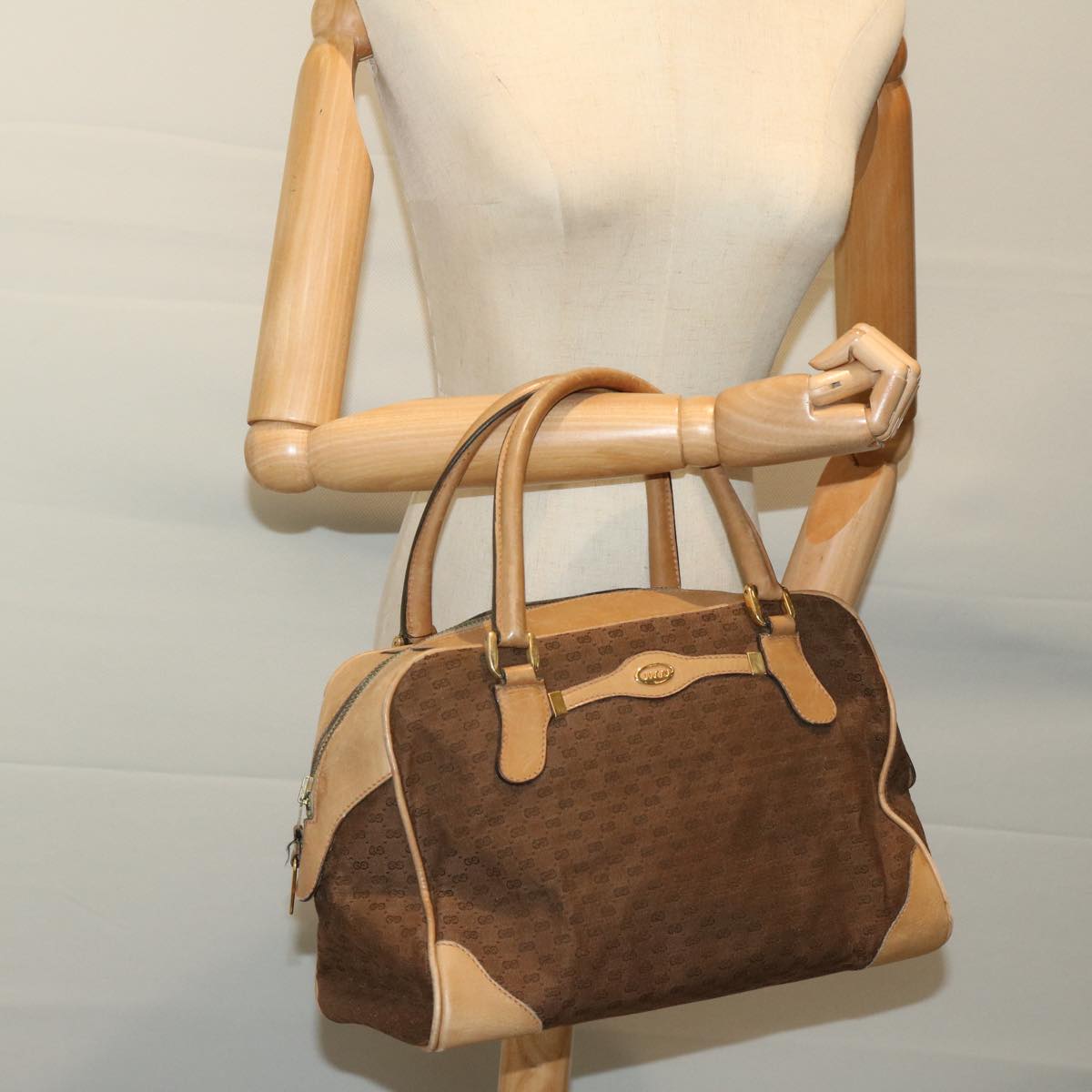 GUCCI Micro GG Canvas Hand Bag Brown 14 02 3593 Auth ac2815