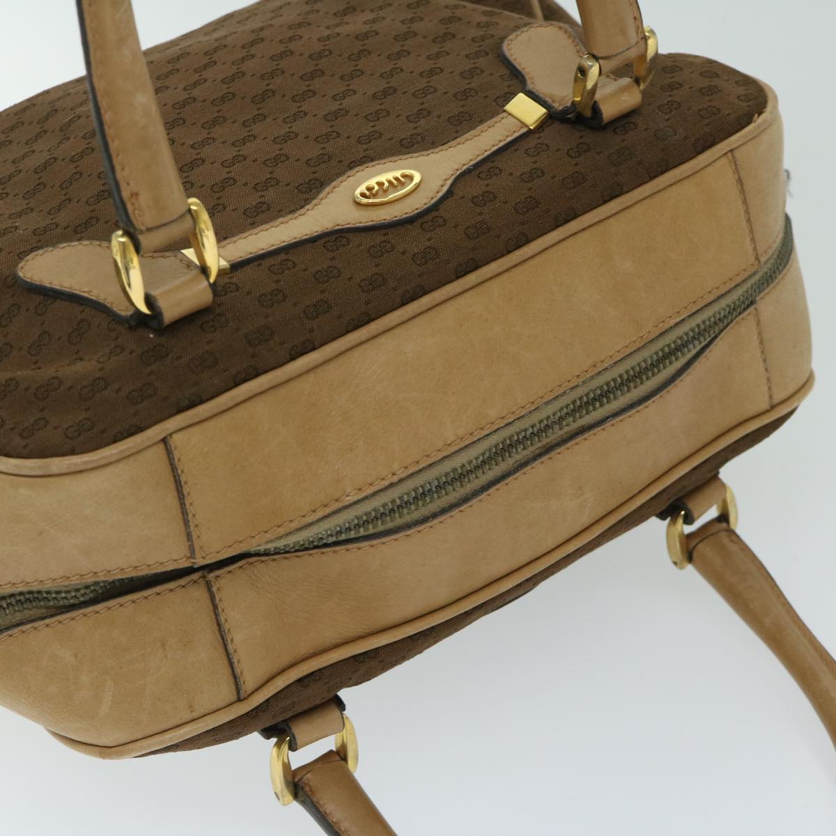 GUCCI Micro GG Canvas Hand Bag Brown 14 02 3593 Auth ac2815