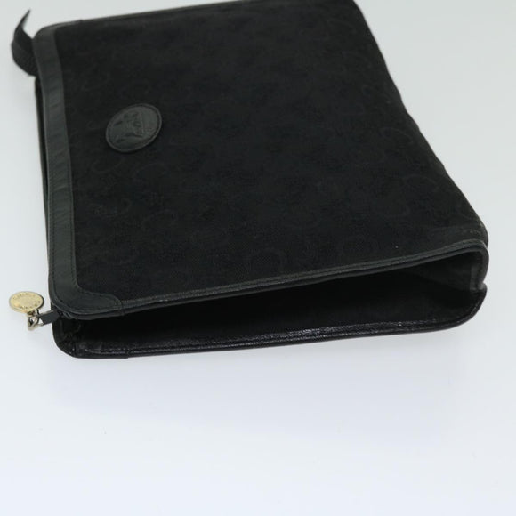 CELINE C Macadam Canvas Clutch Bag Black Auth ac2823