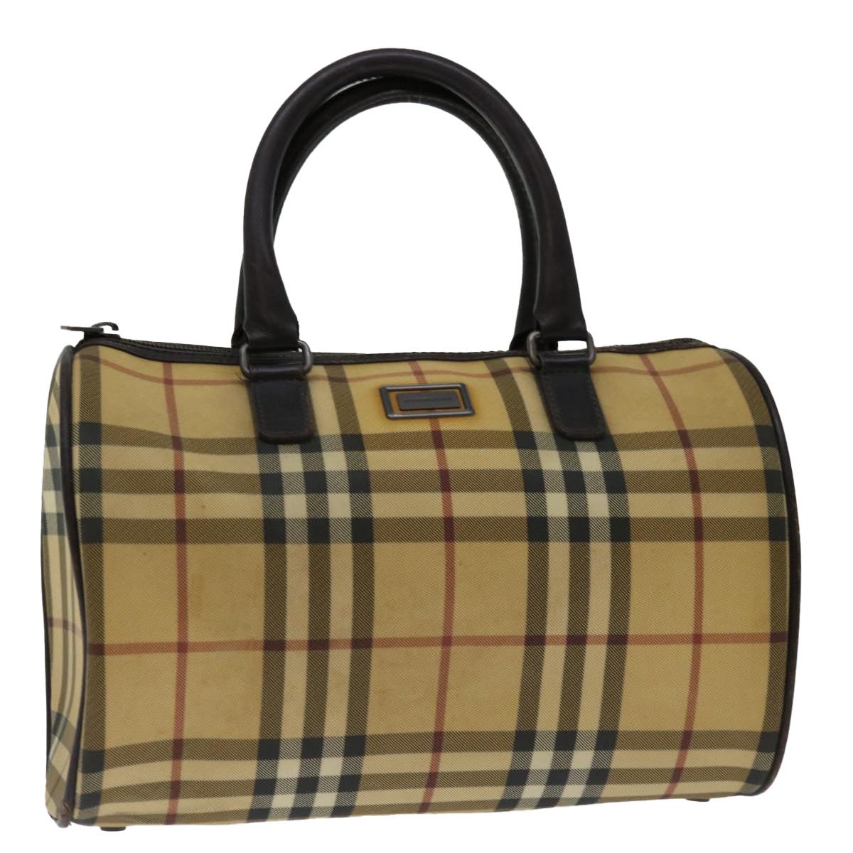 BURBERRY Nova Check Hand Bag Coated Canvas Beige Auth ac2831