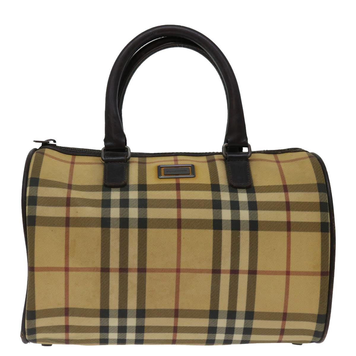 BURBERRY Nova Check Hand Bag Coated Canvas Beige Auth ac2831