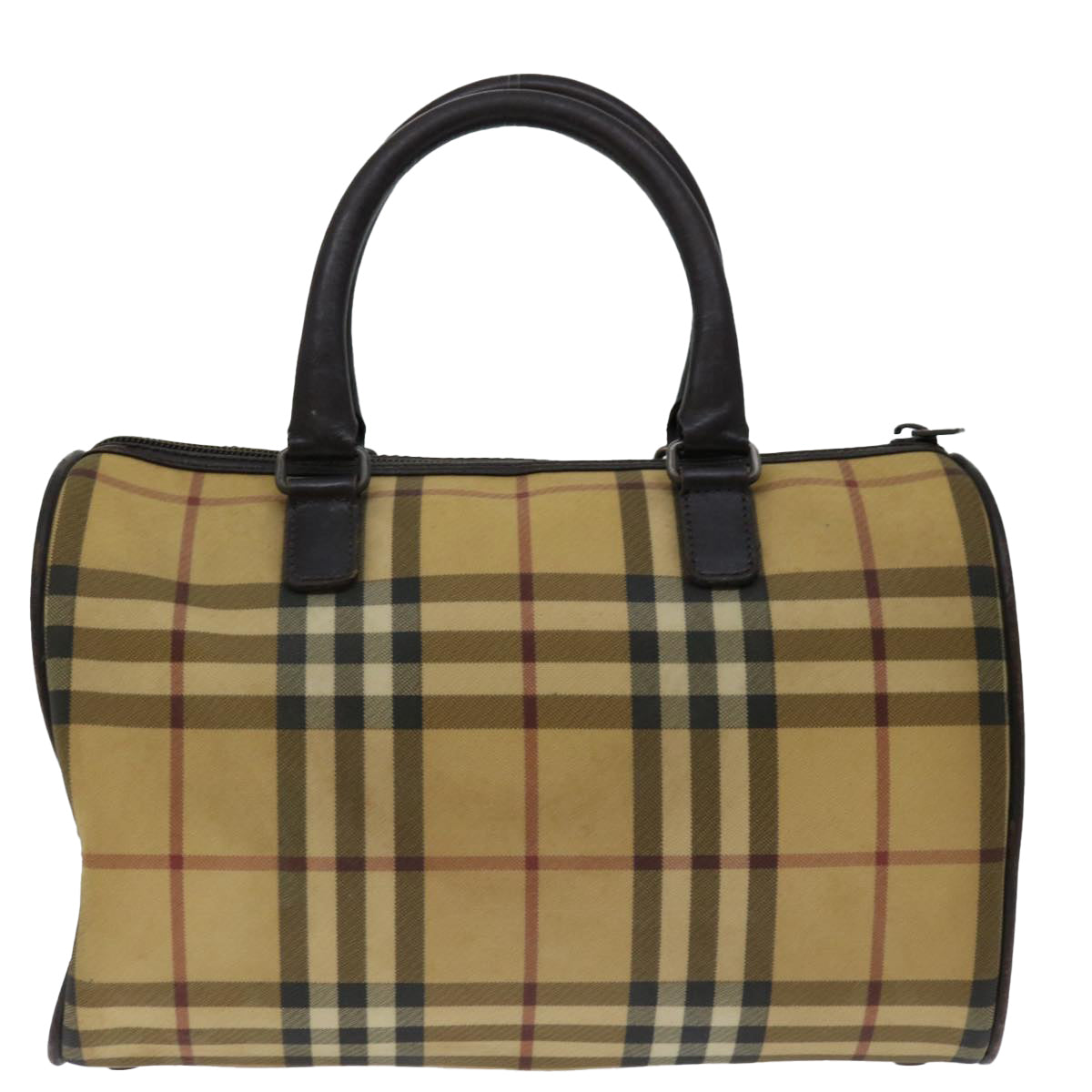 BURBERRY Nova Check Hand Bag Coated Canvas Beige Auth ac2831