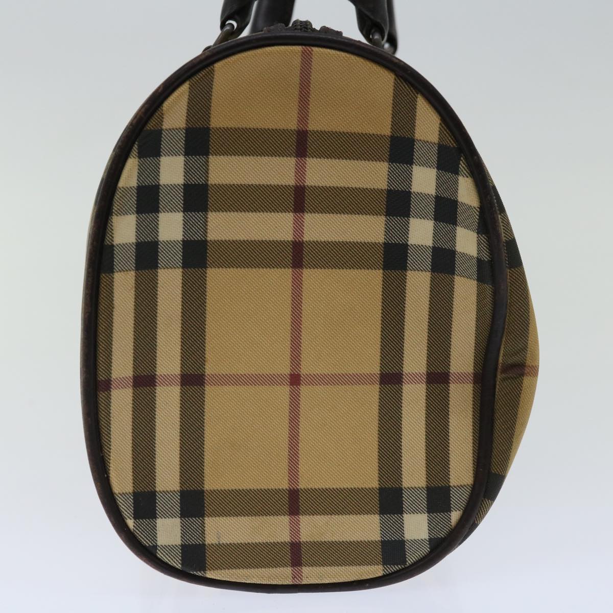 BURBERRY Nova Check Hand Bag Coated Canvas Beige Auth ac2831