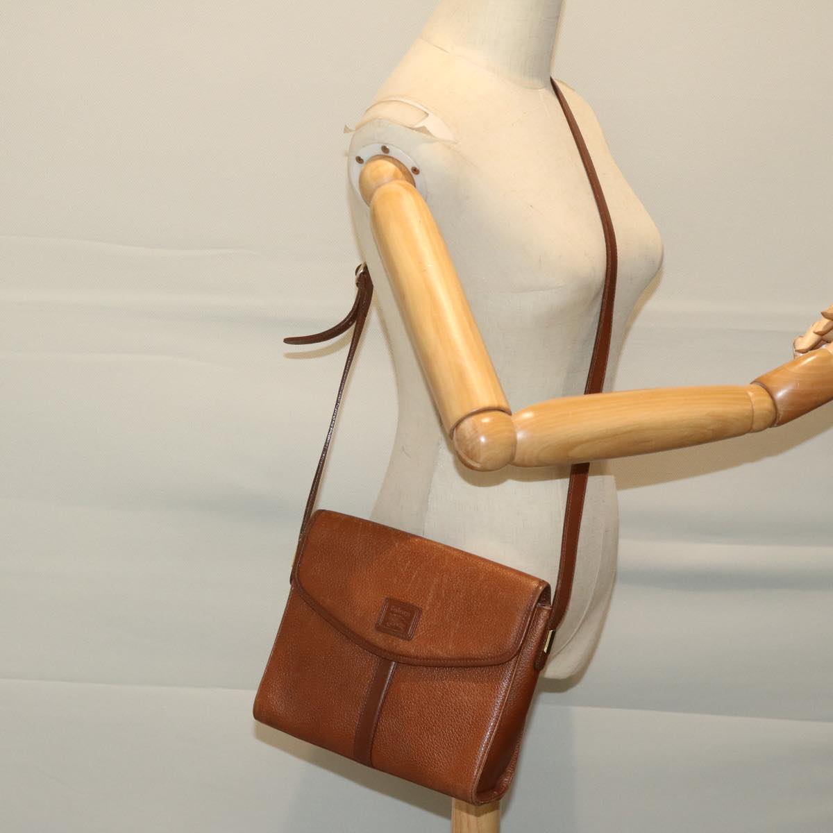 Burberrys Shoulder Bag Leather Brown Auth ac2838