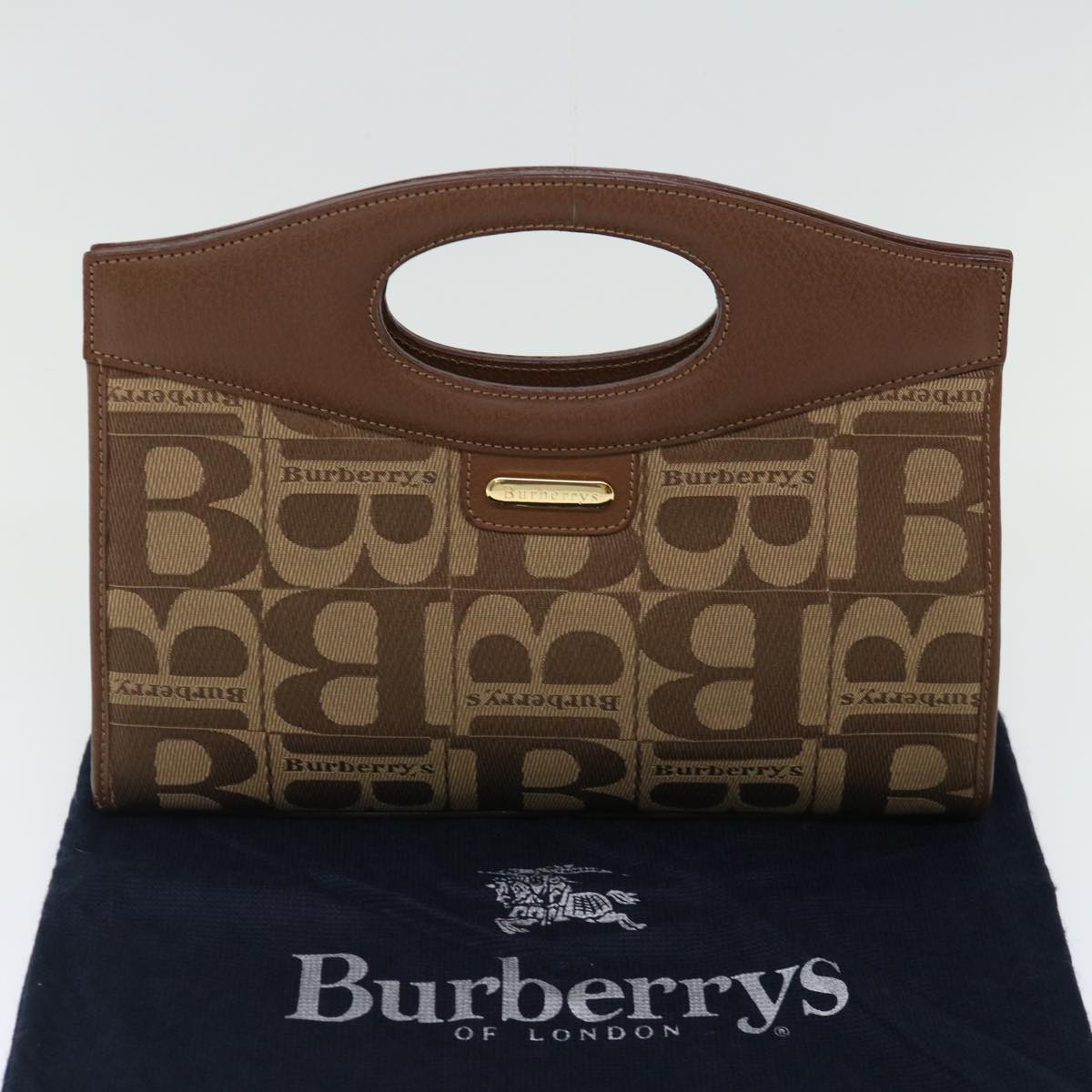 Burberrys Hand Bag Canvas Beige Brown Auth ac2851
