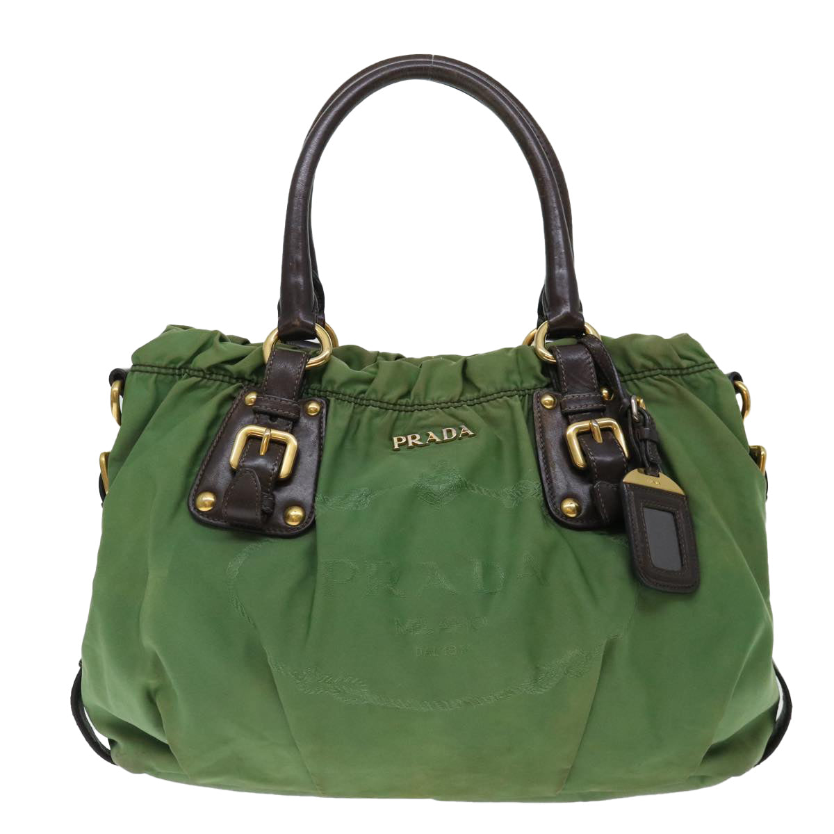 PRADA Tote Bag Nylon 2way Green Auth ac2859