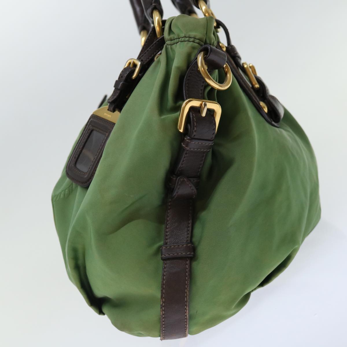 PRADA Tote Bag Nylon 2way Green Auth ac2859