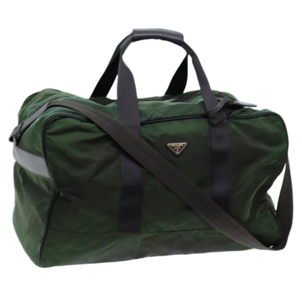 PRADA Boston Bag Nylon 2way Green Auth ac2869