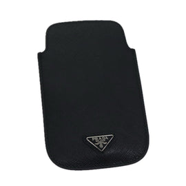 PRADA Safiano leather iPhone Case Black 2ARD62 Auth ac2881