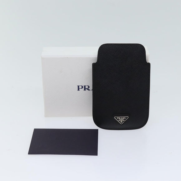 PRADA Safiano leather iPhone Case Black 2ARD62 Auth ac2881