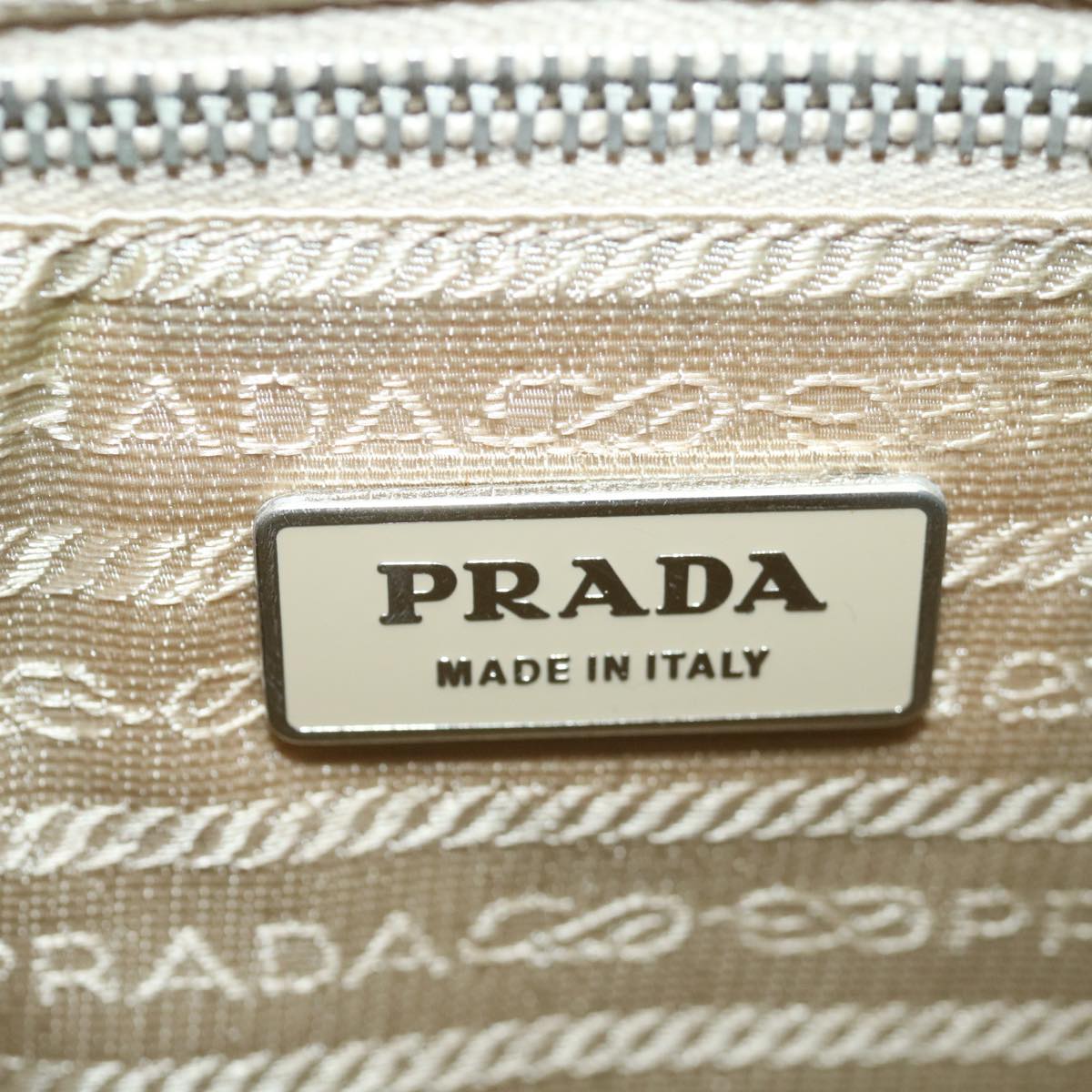 PRADA Shoulder Bag Nylon Beige Auth ac2885