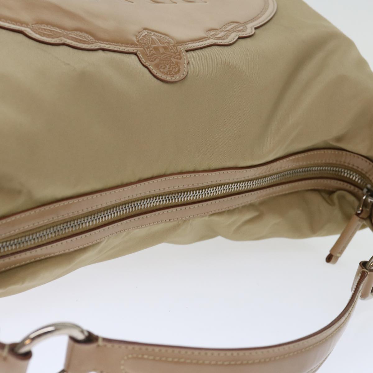 PRADA Shoulder Bag Nylon Beige Auth ac2885