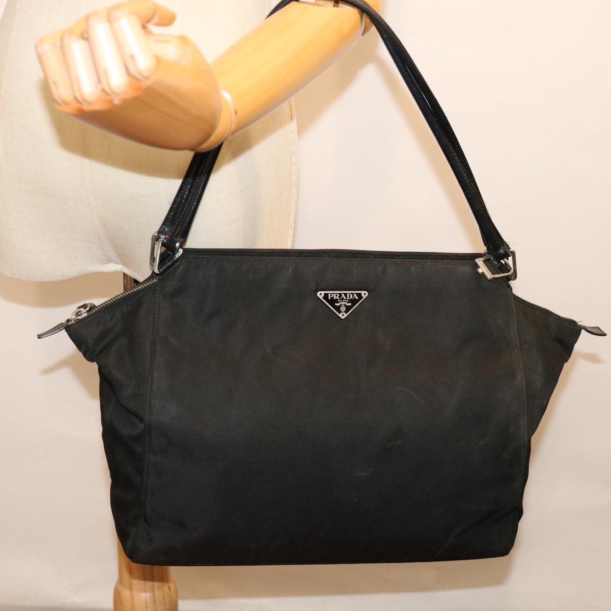 PRADA Shoulder Bag Nylon Black Auth ac2887