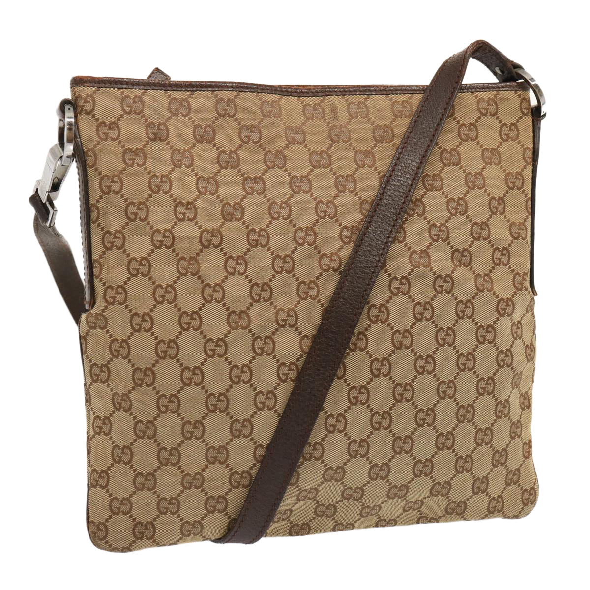 GUCCI GG Canvas Shoulder Bag Beige 113013 Auth ac2895