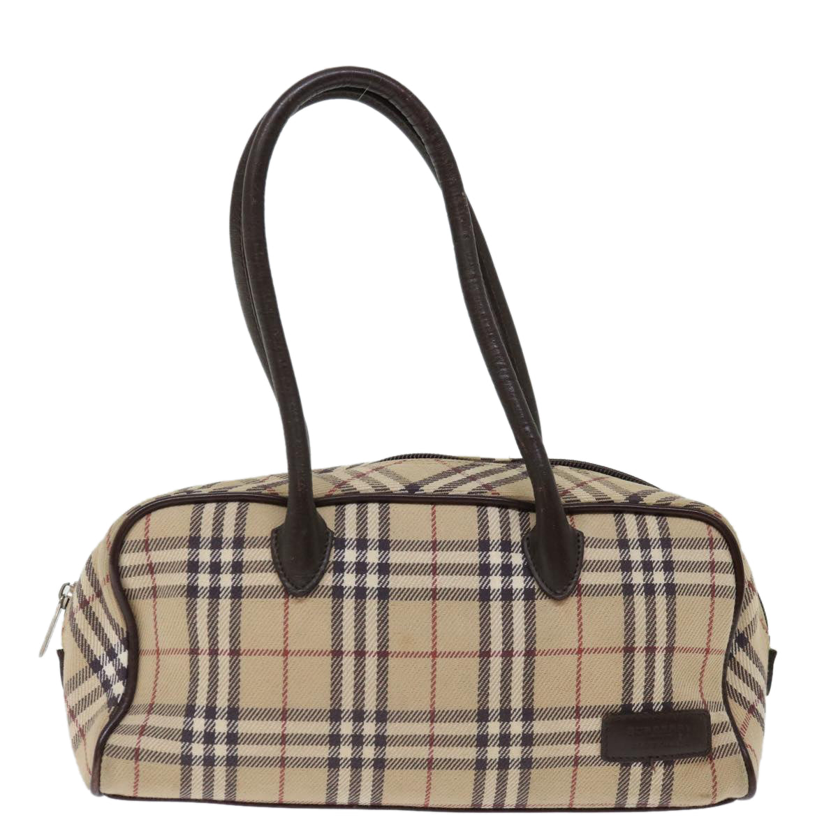 BURBERRY Nova Check Blue Label Hand Bag Canvas Beige Auth ac2897