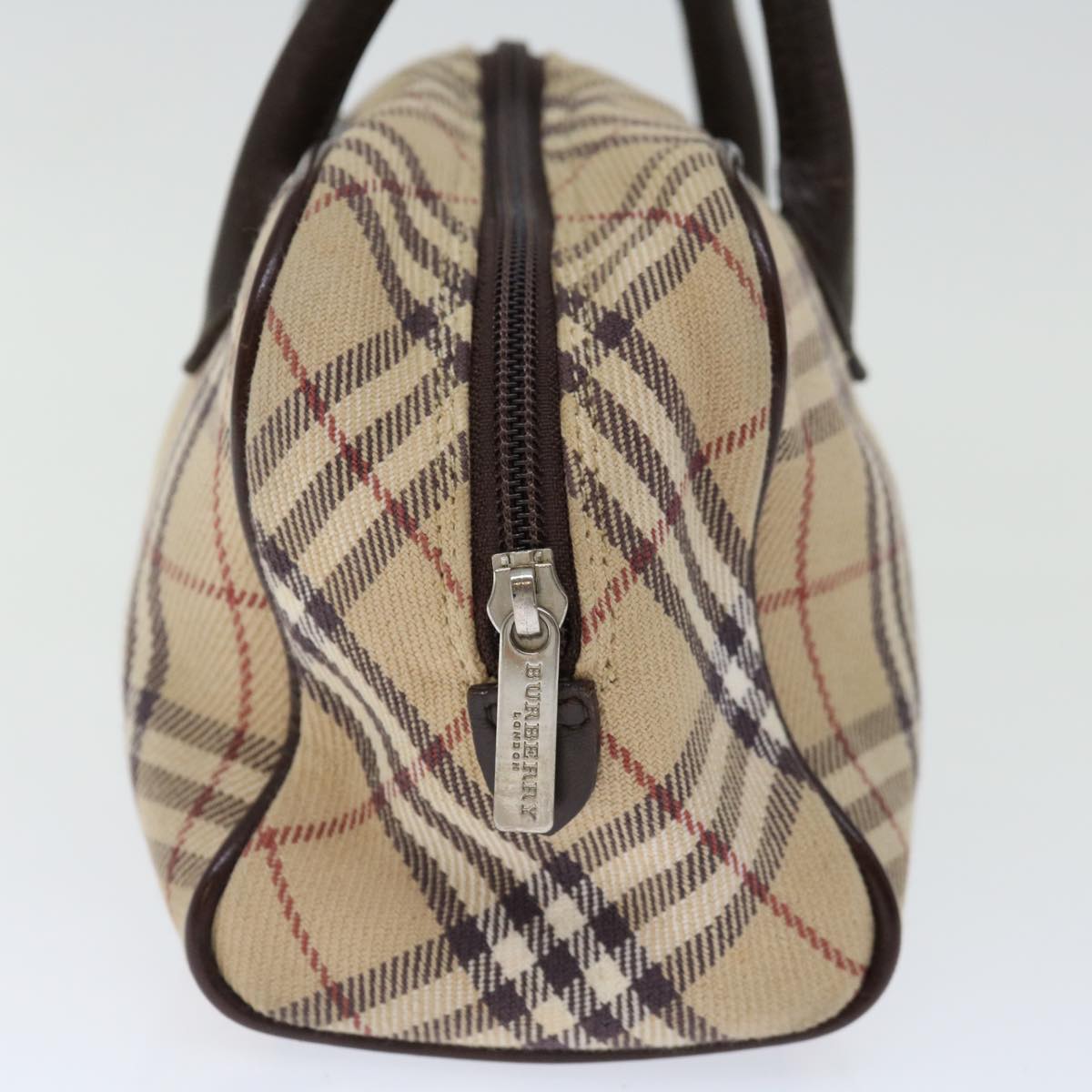 BURBERRY Nova Check Blue Label Hand Bag Canvas Beige Auth ac2897