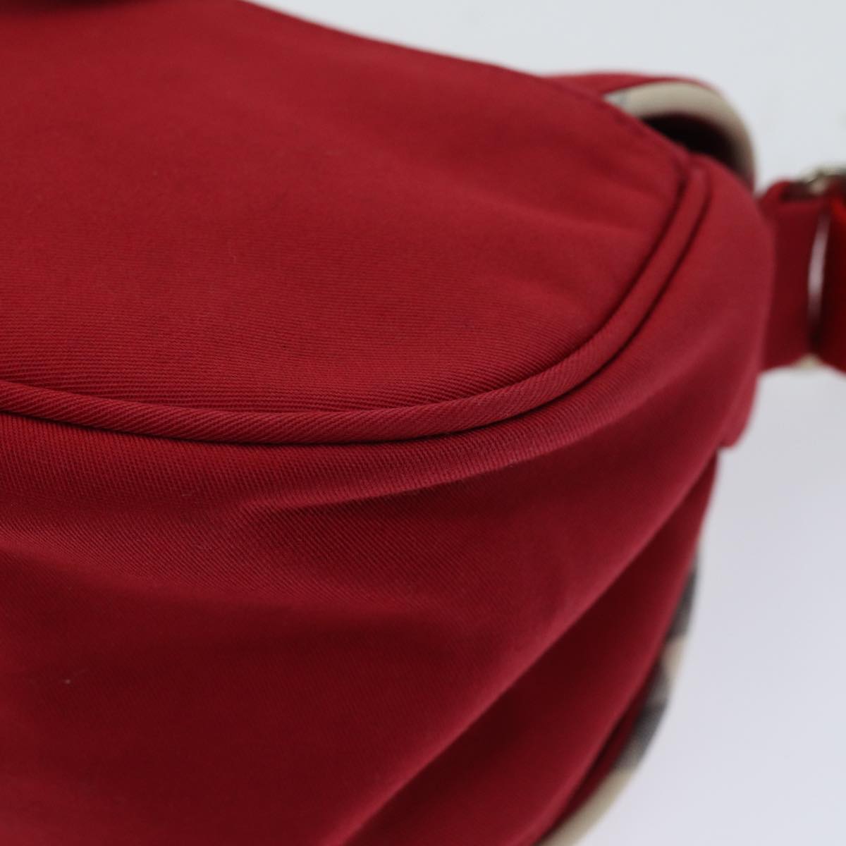 BURBERRY Shoulder Bag Canvas Red Auth ac2898