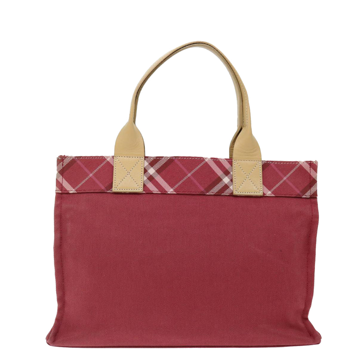 BURBERRY Nova Check Blue Label Tote Bag Canvas Red Beige Auth ac2899