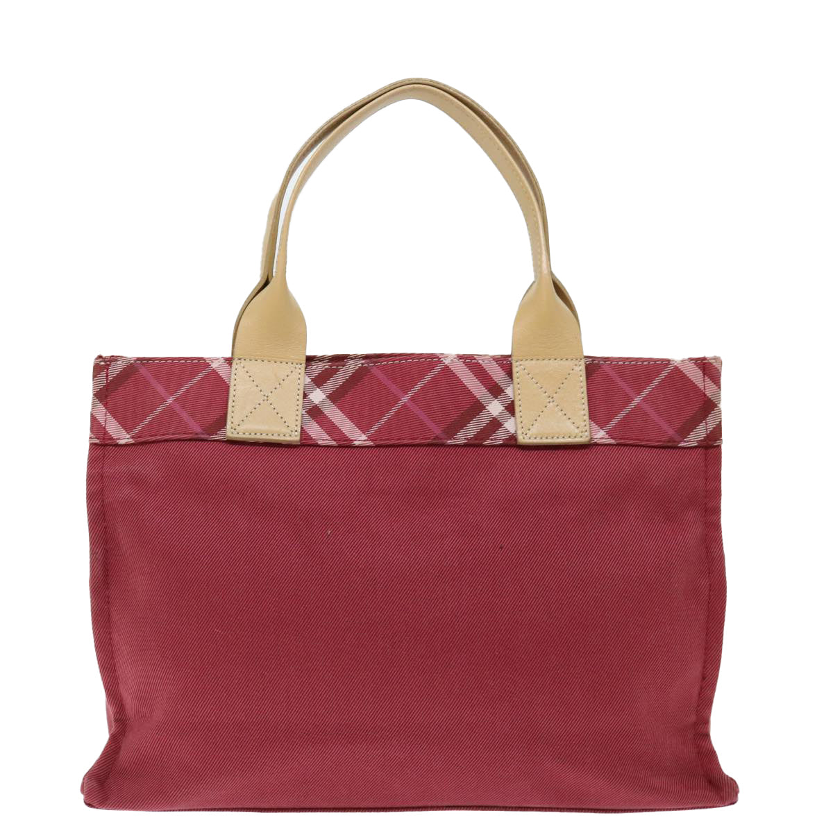 BURBERRY Nova Check Blue Label Tote Bag Canvas Red Beige Auth ac2899