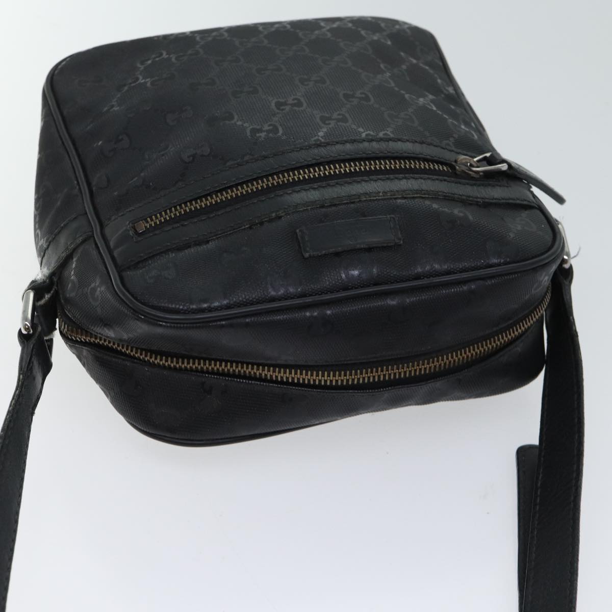 GUCCI GG Canvas Shoulder Bag PVC Black Auth ac2900