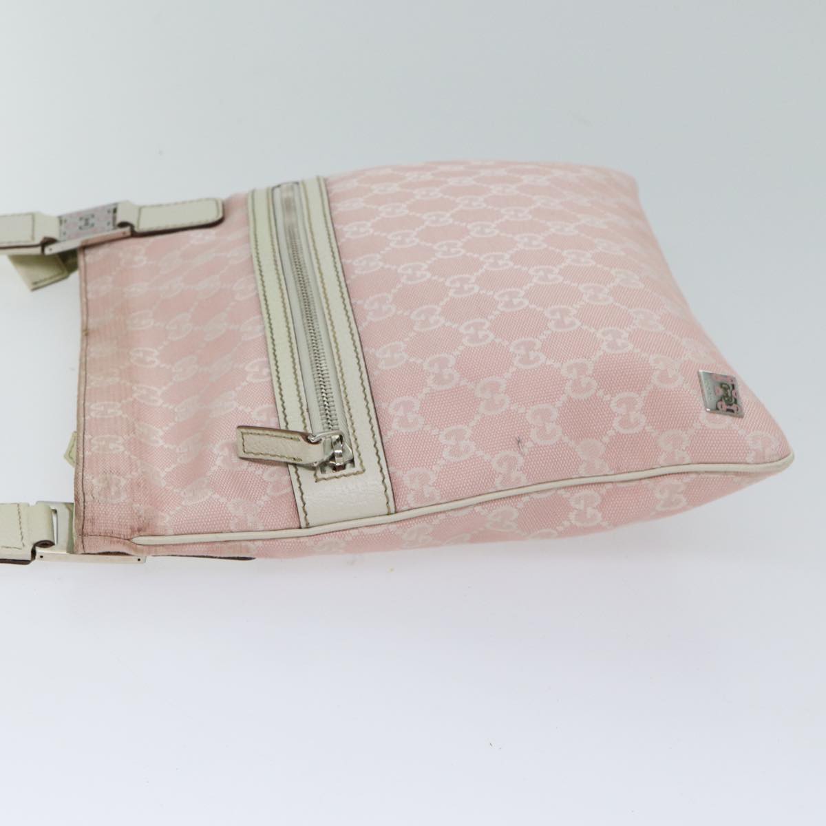 GUCCI GG Canvas Sherry Line Shoulder Bag Pink Green Auth ac2903