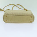 BALLY Quilted Chain Shoulder Bag Leather Beige Auth ac2905-7