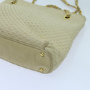 BALLY Quilted Chain Shoulder Bag Leather Beige Auth ac2905-14