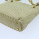 BALLY Quilted Chain Shoulder Bag Leather Beige Auth ac2905-16