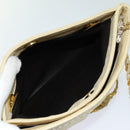 BALLY Quilted Chain Shoulder Bag Leather Beige Auth ac2905-18