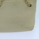 BALLY Quilted Chain Shoulder Bag Leather Beige Auth ac2905-3