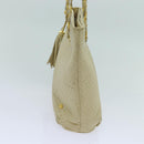 BALLY Quilted Chain Shoulder Bag Leather Beige Auth ac2905-4