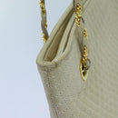 BALLY Quilted Chain Shoulder Bag Leather Beige Auth ac2905-5