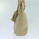 BALLY Quilted Chain Shoulder Bag Leather Beige Auth ac2905-6