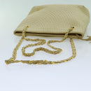 BALLY Quilted Chain Shoulder Bag Leather Beige Auth ac2905-8