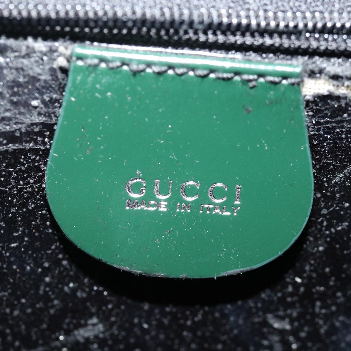 GUCCI Horsebit Shoulder Bag Enamel Green 001 2684 1737 Auth ac2913