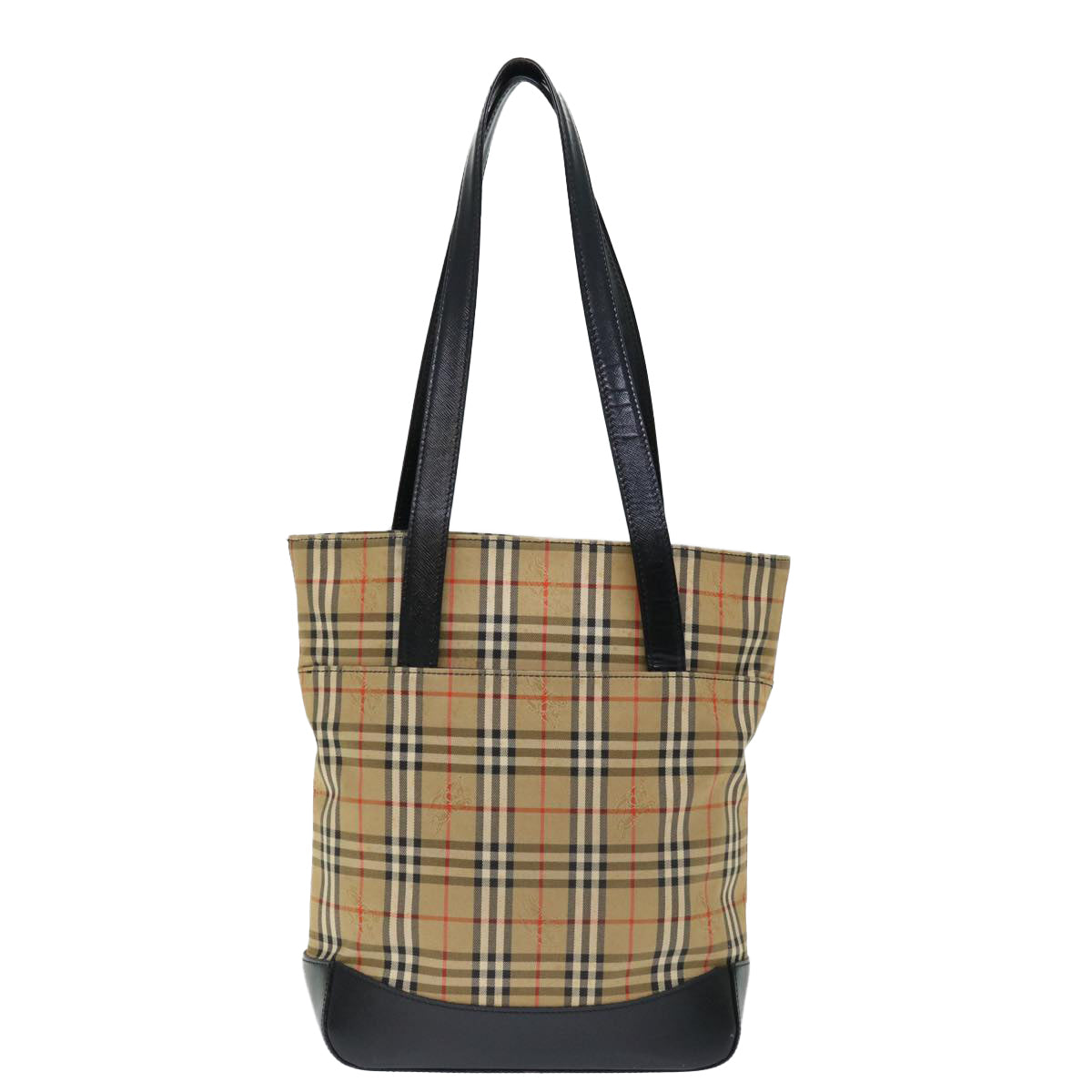 BURBERRY Nova Check Shoulder Bag Canvas Beige Black Auth ac2917