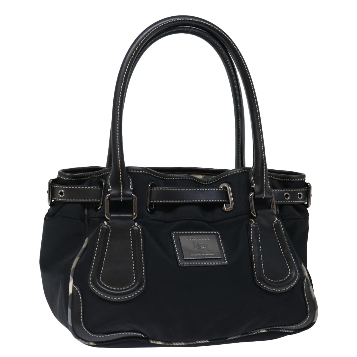 BURBERRY Blue Label Hand Bag Nylon Black Auth ac2918