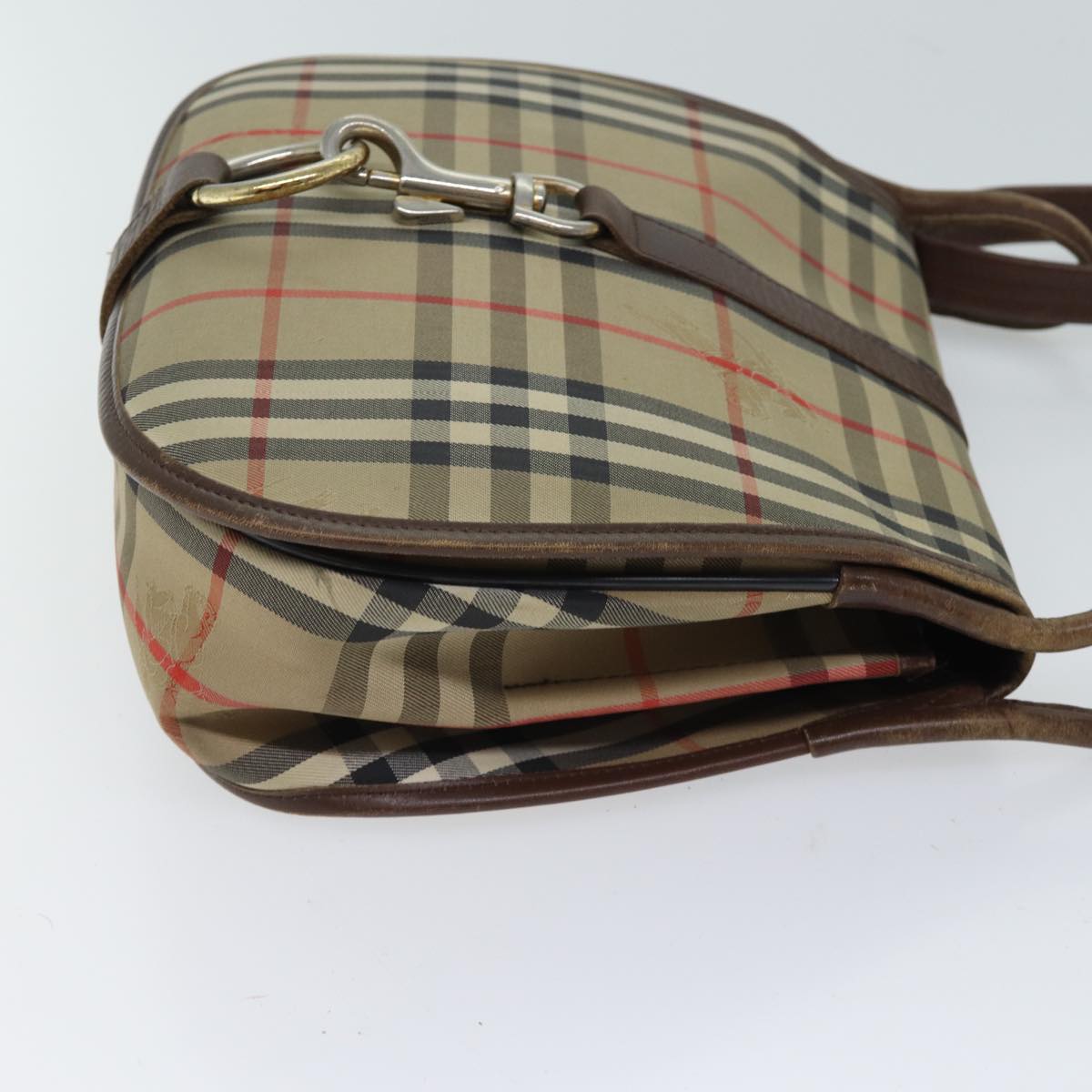 Burberrys Nova Check Shoulder Bag Canvas Beige Auth ac2925