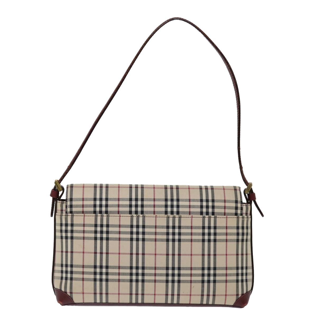 BURBERRY Nova Check Shoulder Bag Canvas Red Auth ac2926