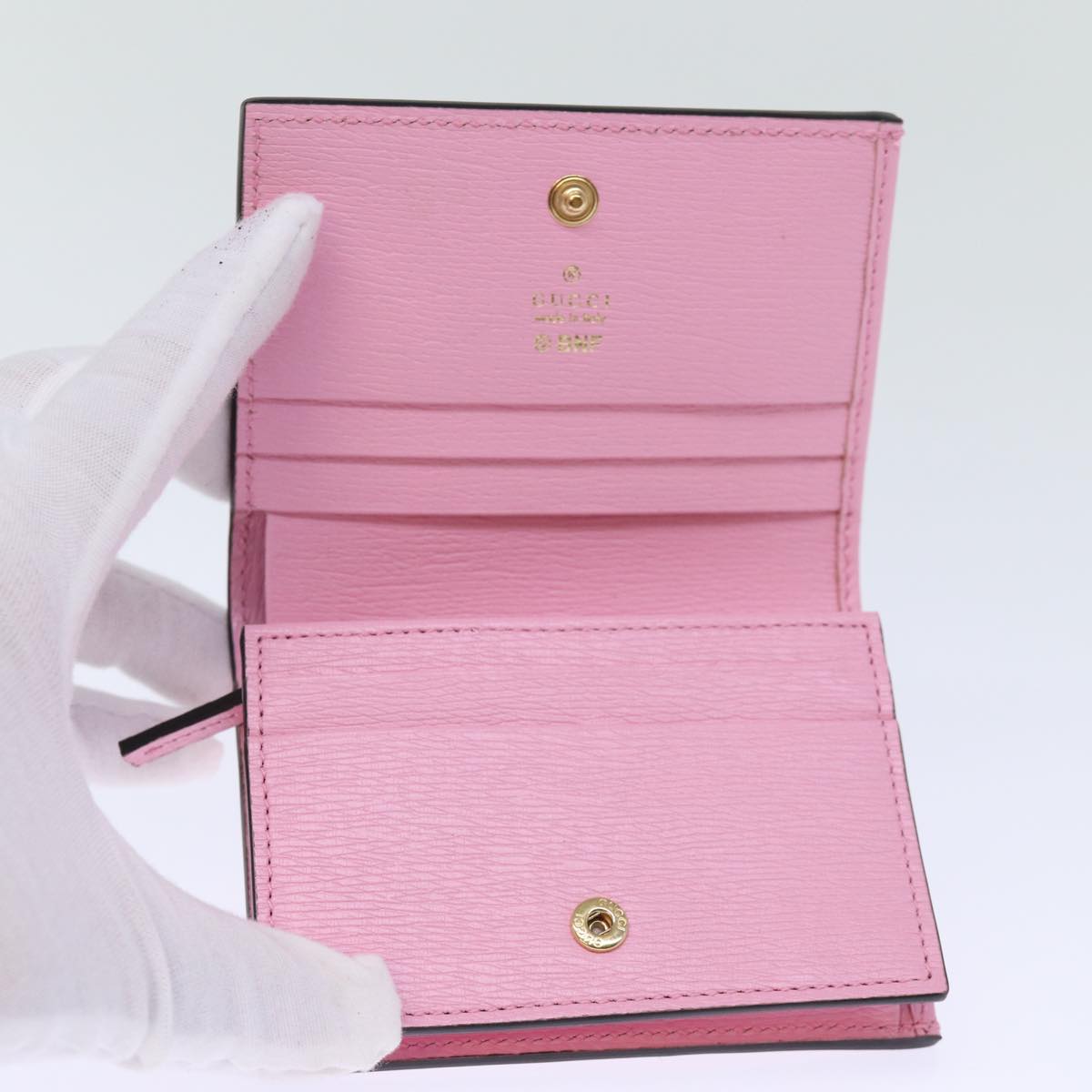 GUCCI Bananya Wallet Leather Pink 701009 Auth ac2960A