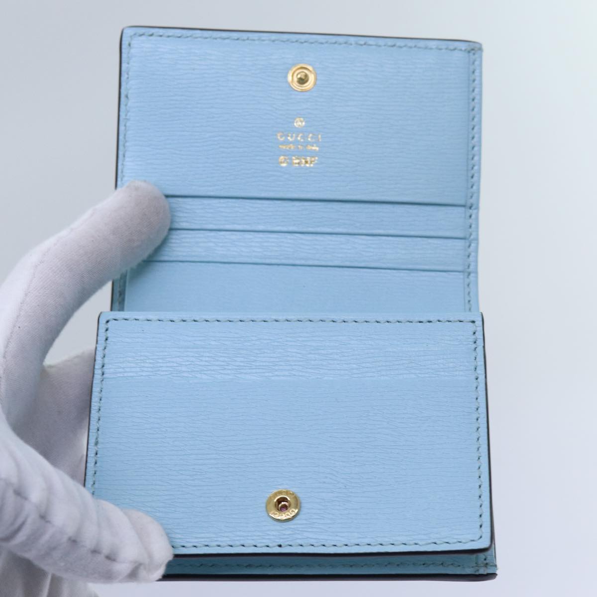 GUCCI Bananya Wallet Leather Blue 701009 Auth ac2961A