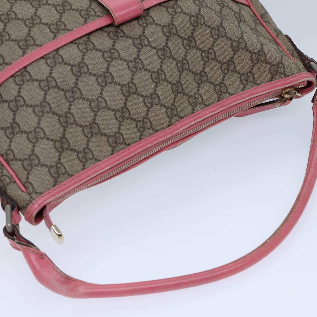 GUCCI GG Supreme Shoulder Bag PVC Beige 189898 Auth ac2964